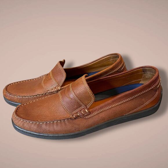Men's JOHNSTON & MURPHY Brown Leather Penny Loafers Look New To Me - Picture 3 of 13